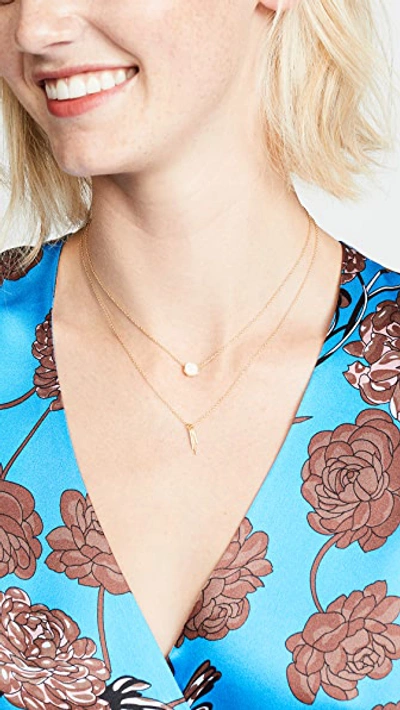 Shop Gorjana Power Gemstone Charm Necklace In Rose Quartz/gold