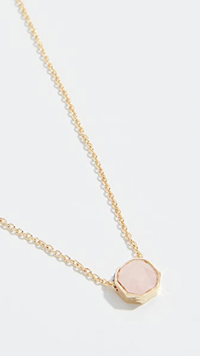 Shop Gorjana Power Gemstone Charm Necklace In Rose Quartz/gold