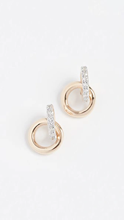 Shop Adina Reyter 14k Diamond Interlocking Loop Post Earrings In Yellow Gold