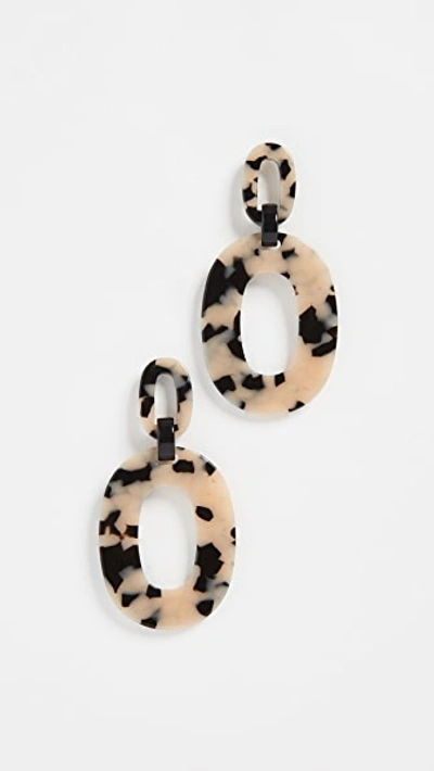 Shop Simon Miller S750 Oval Earrings In Black/white Tortoise
