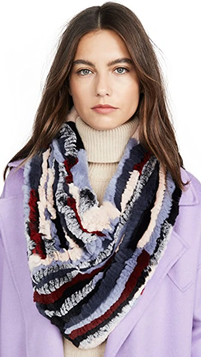 Shop Adrienne Landau Knit Rabbit Triangle Scarf In Bright Multi