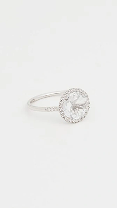 Shop Kalan By Suzanne Kalan 14k White Gold Ring With Round White Top In White Gold/white Topaz