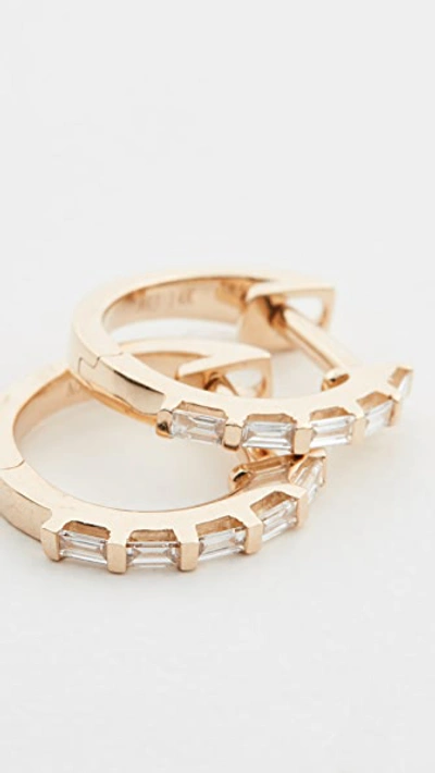 Shop Ariel Gordon Jewelry 14k Baguette Diamond Huggies In Gold
