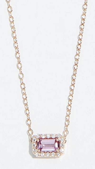 Shop Alison Lou 14k Sapphire And Diamond Tiny Necklace In Pink