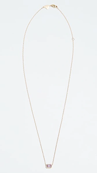 Shop Alison Lou 14k Sapphire And Diamond Tiny Necklace In Pink