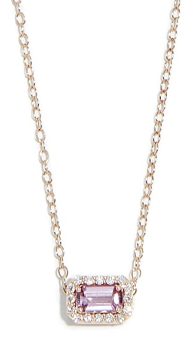 Shop Alison Lou 14k Sapphire And Diamond Tiny Necklace In Pink