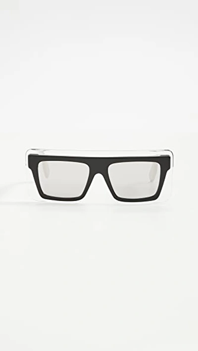 Shop Kenzo Flat Top Clear Shield Sunglasses In Black/clear