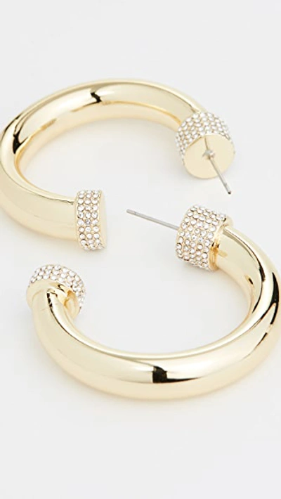 Shop Luv Aj The Pave Tip Tube Hoops In Gold
