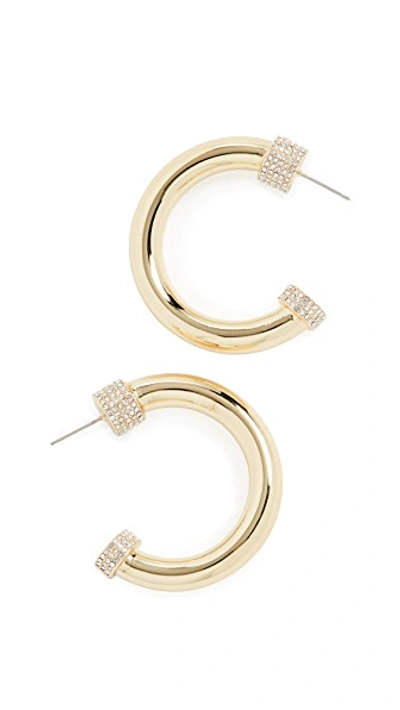 Shop Luv Aj The Pave Tip Tube Hoops In Gold