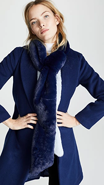 Shop Heurueh Long & Skinny Faux Fur Scarf In Denim