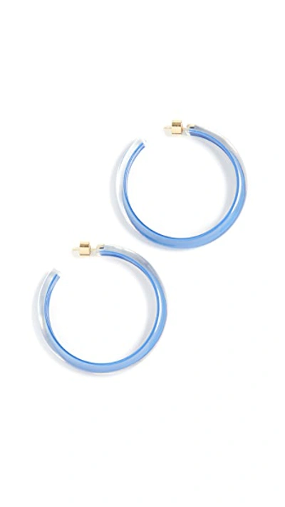 Shop Alison Lou Medium Jelly Hoop Earrings In Denim Blue