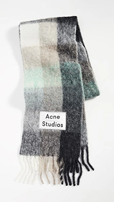 Shop Acne Studios Vally Scarf In Green/grey/black
