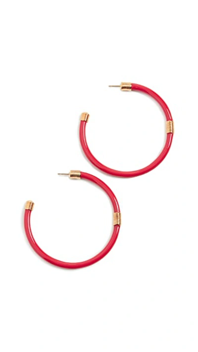 Shop Aurelie Bidermann Katt Hoop Earrings In Red