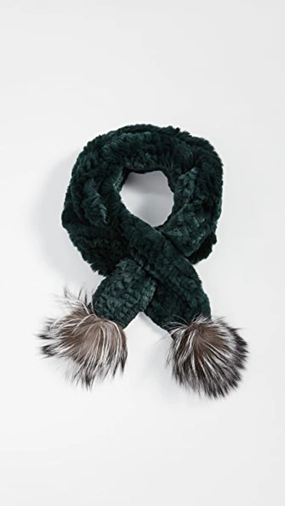 Knit Rabbit Scarf With Fox Poms