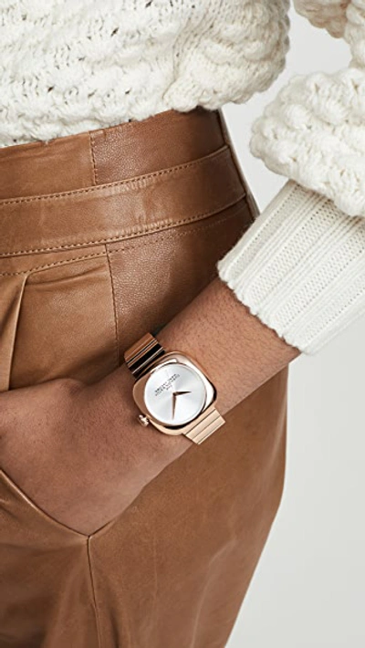 Shop The Marc Jacobs The Cushion Watch 36mm In Rose Gold