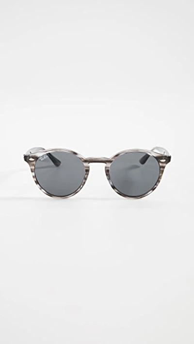 Shop Ray Ban Highstreet Round Phantos Sunglasses In Striped Grey Havana/dark Grey