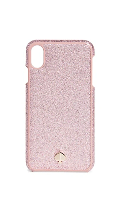 Shop Kate Spade Glitter Inlay Iphone Case In Rose Gold
