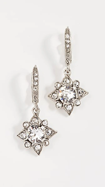 Shop Oscar De La Renta Delicate Star Earrings In Crystal/silver