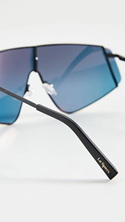 Shop Le Specs Blade Stunner Sunglasses In Matte Black Sunset Mirror