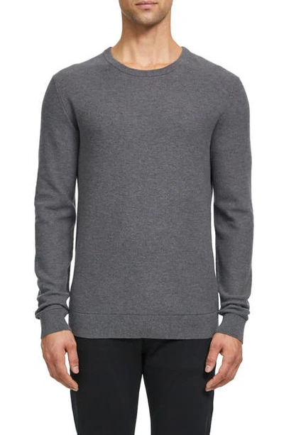 Shop Theory Riland Crewneck Pique Sweatshirt In Grey Heather