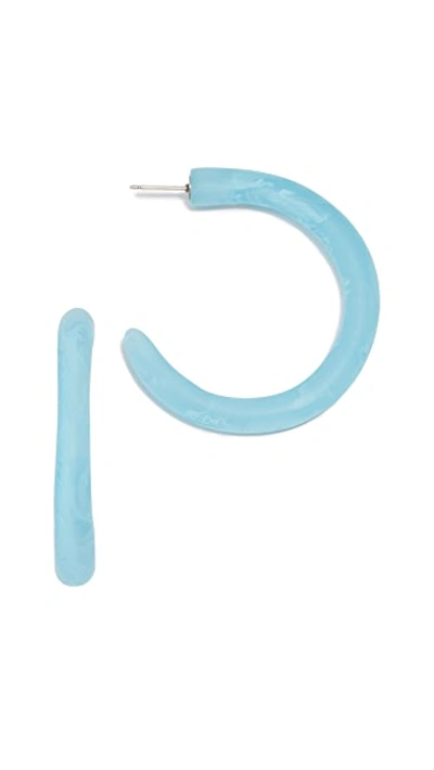 Shop Dinosaur Designs Medium Loop Earrings In Powder Blue