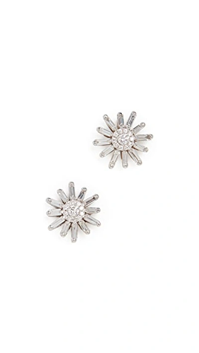 Shop Suzanne Kalan 18k White Gold Fireworks Diamond Flower Stud Earrings