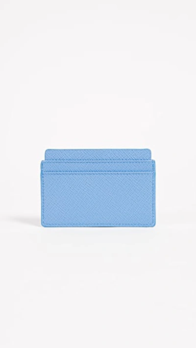 Shop Smythson Panama Flat Card Holder In Nile Blue
