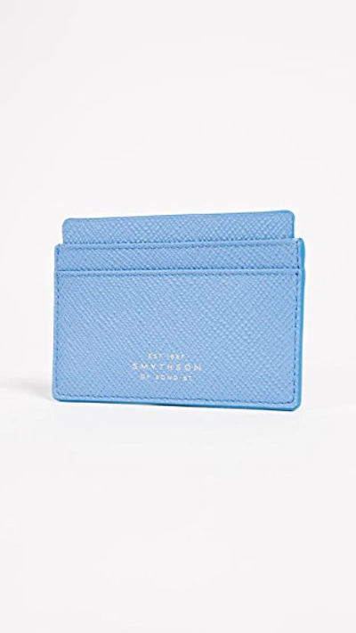 Shop Smythson Panama Flat Card Holder In Nile Blue