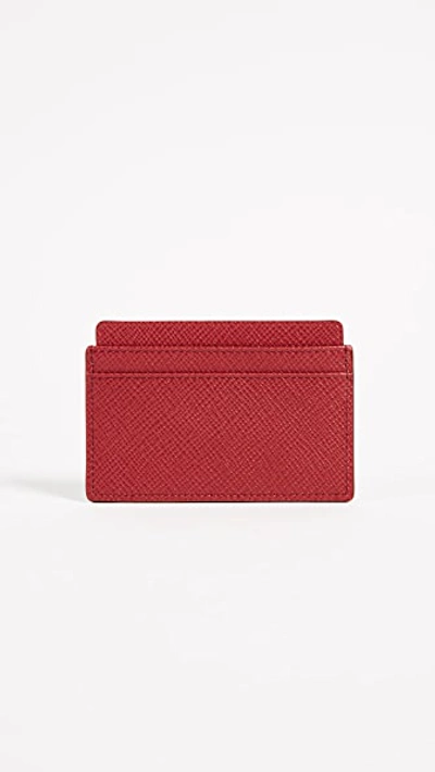 Shop Smythson Panama Flat Card Holder In Red