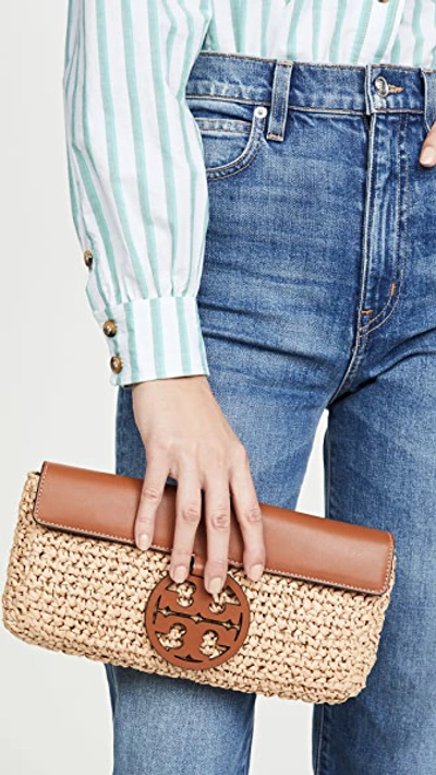 Shop Tory Burch Miller Straw Clutch In Natural