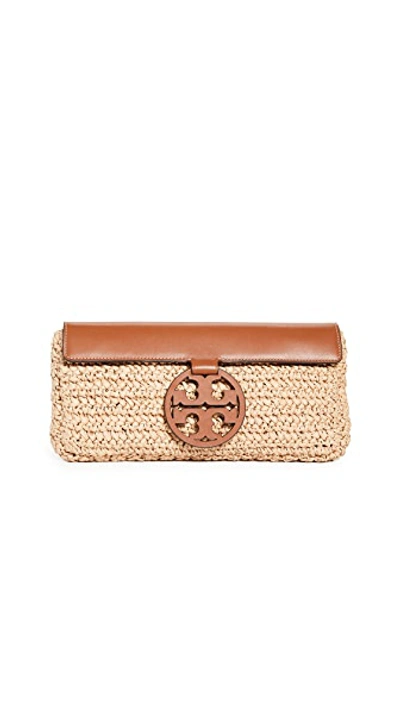 Shop Tory Burch Miller Straw Clutch In Natural