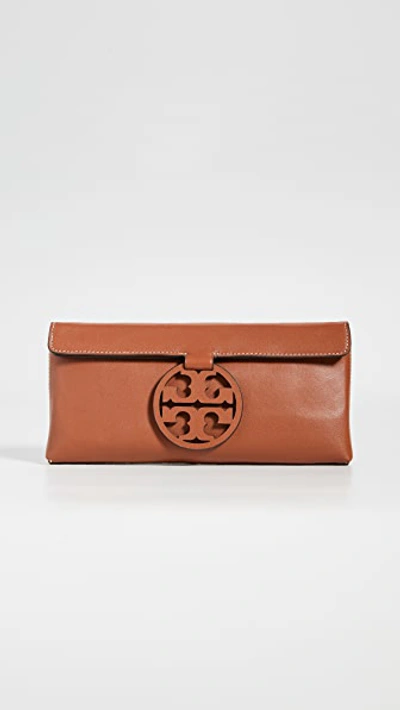 Shop Tory Burch Miller Clutch In Aged Camello