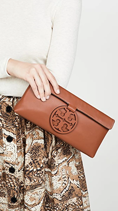 Shop Tory Burch Miller Clutch In Aged Camello