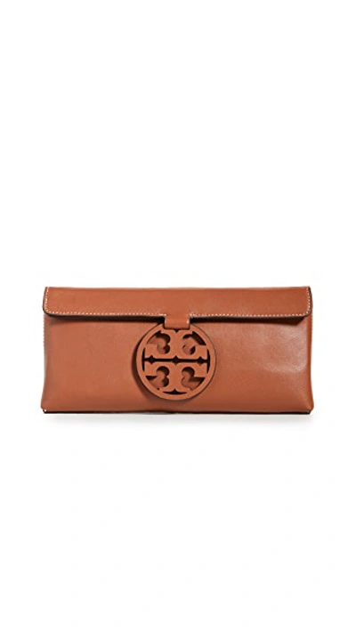 Shop Tory Burch Miller Clutch In Aged Camello