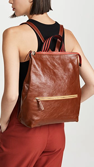 Clare V Remi Leather Backpack In Mahogany Rustic