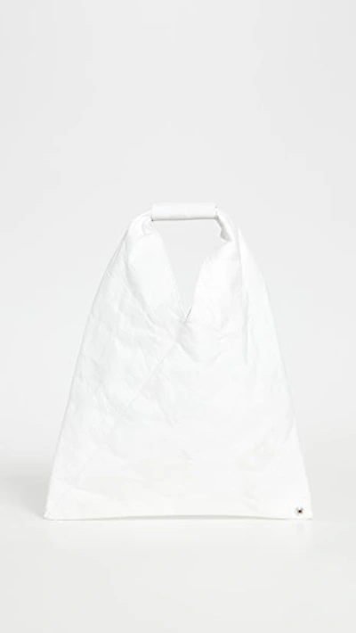 Shop Mm6 Maison Margiela Triangle Tote Bag In White
