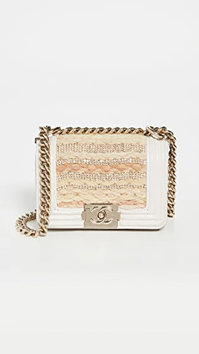 Pre-owned Chanel Embellished Boy Mini Bag In Beige