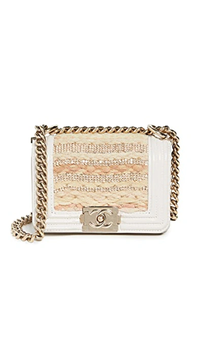 Pre-owned Chanel Embellished Boy Mini Bag In Beige