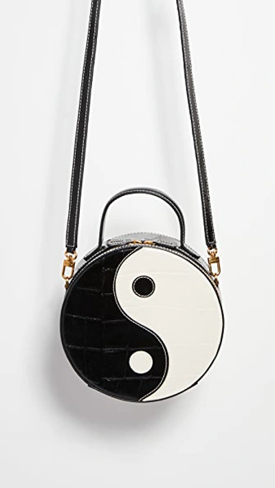 Shop Staud Yin Yang Bag In Black Crepe