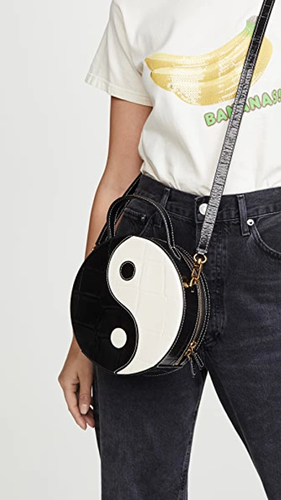 Shop Staud Yin Yang Bag In Black Crepe