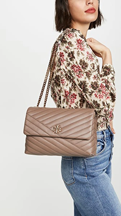 Shop Tory Burch Kira Chevron Convertible Shoulder Bag In Classic Taupe