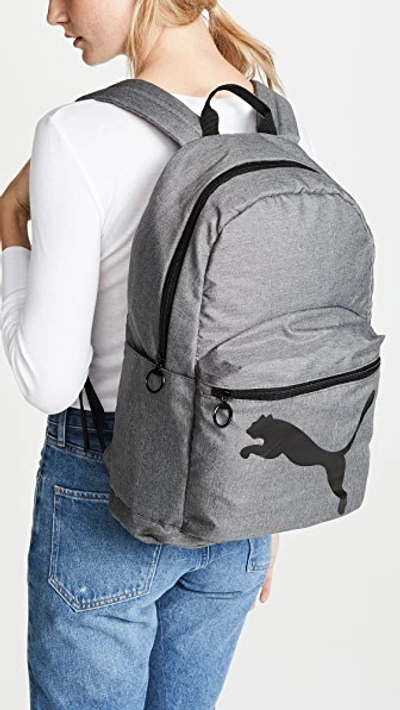 Shop Puma Essential Backpack In Heather Grey/black