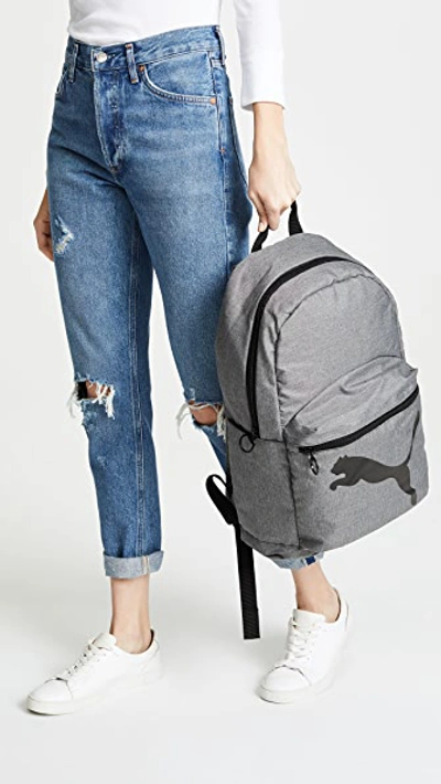 Shop Puma Essential Backpack In Heather Grey/black