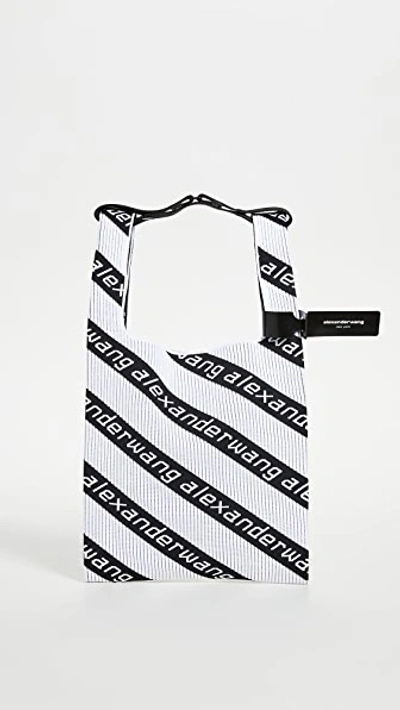 Shop Alexander Wang Knit Medium Shopper Bag In White/black