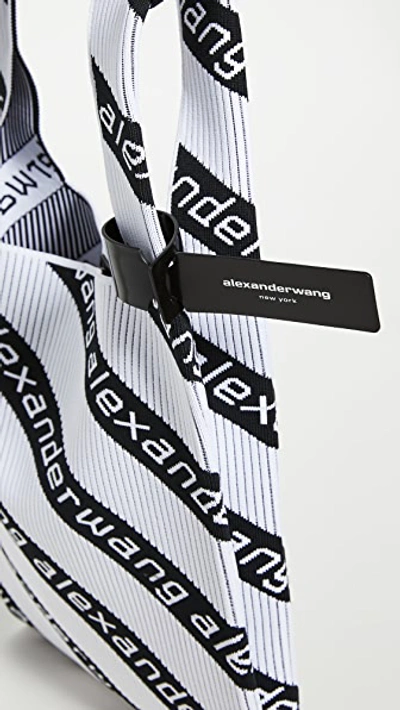 Shop Alexander Wang Knit Medium Shopper Bag In White/black