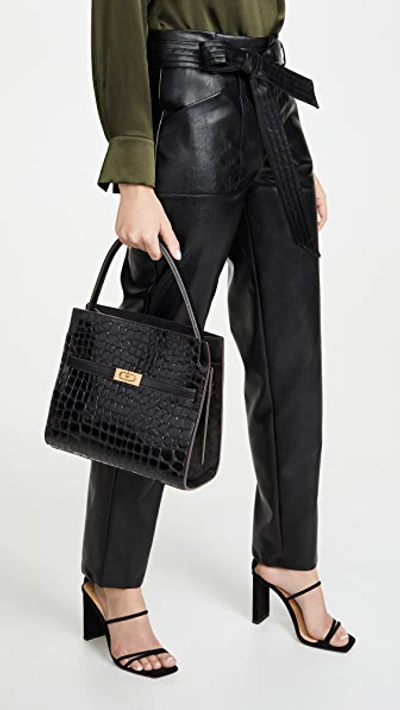 Shop Tory Burch Lee Radziwill Small Double Bag In Black