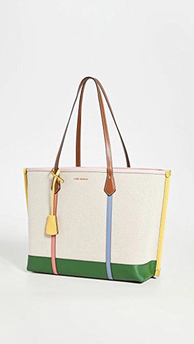 Shop Tory Burch Perry Canvas Triple Compartment Tote In Natural