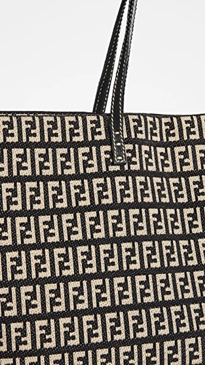 Pre-owned Fendi Black Jacquard Roll Tote Bag