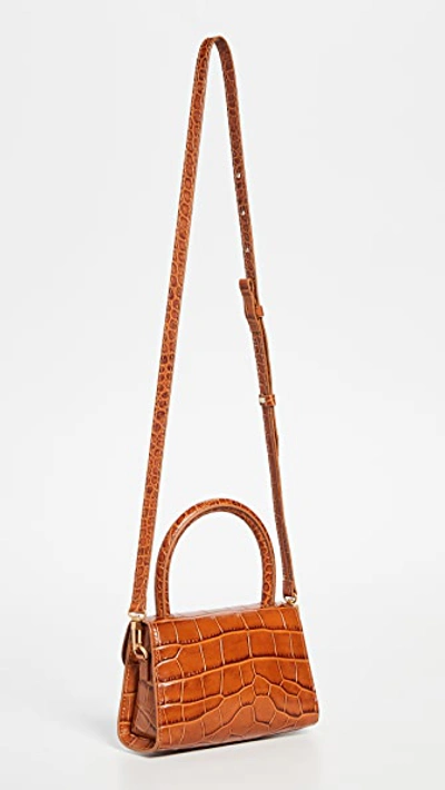 Shop By Far Mini Satchel Bag In Tan Croc