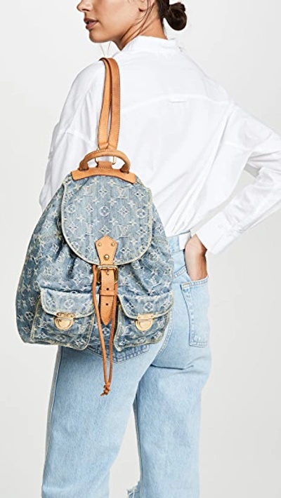 Pre-owned Louis Vuitton Blue Denim Medium Backpack